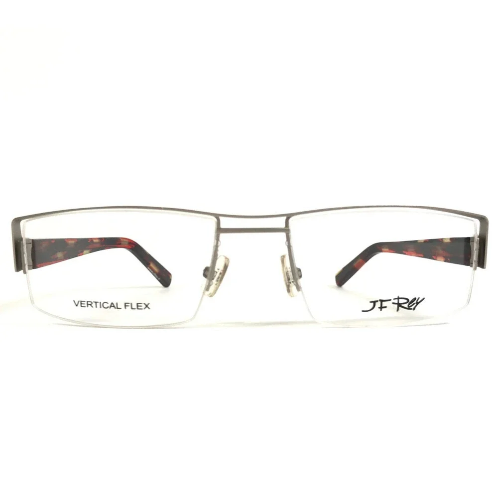 J.F. Rey Eyeglasses Frames JF2421 1035 Silver Burgundy Line 54-18.7-125